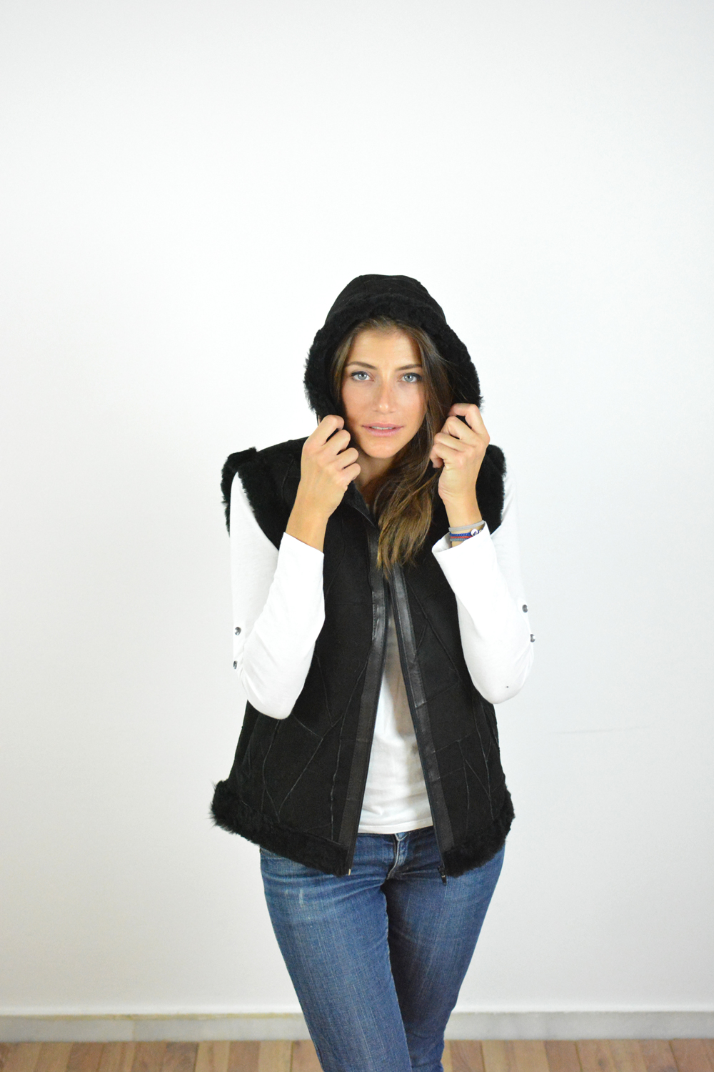 sleeveless hooded jacket women's