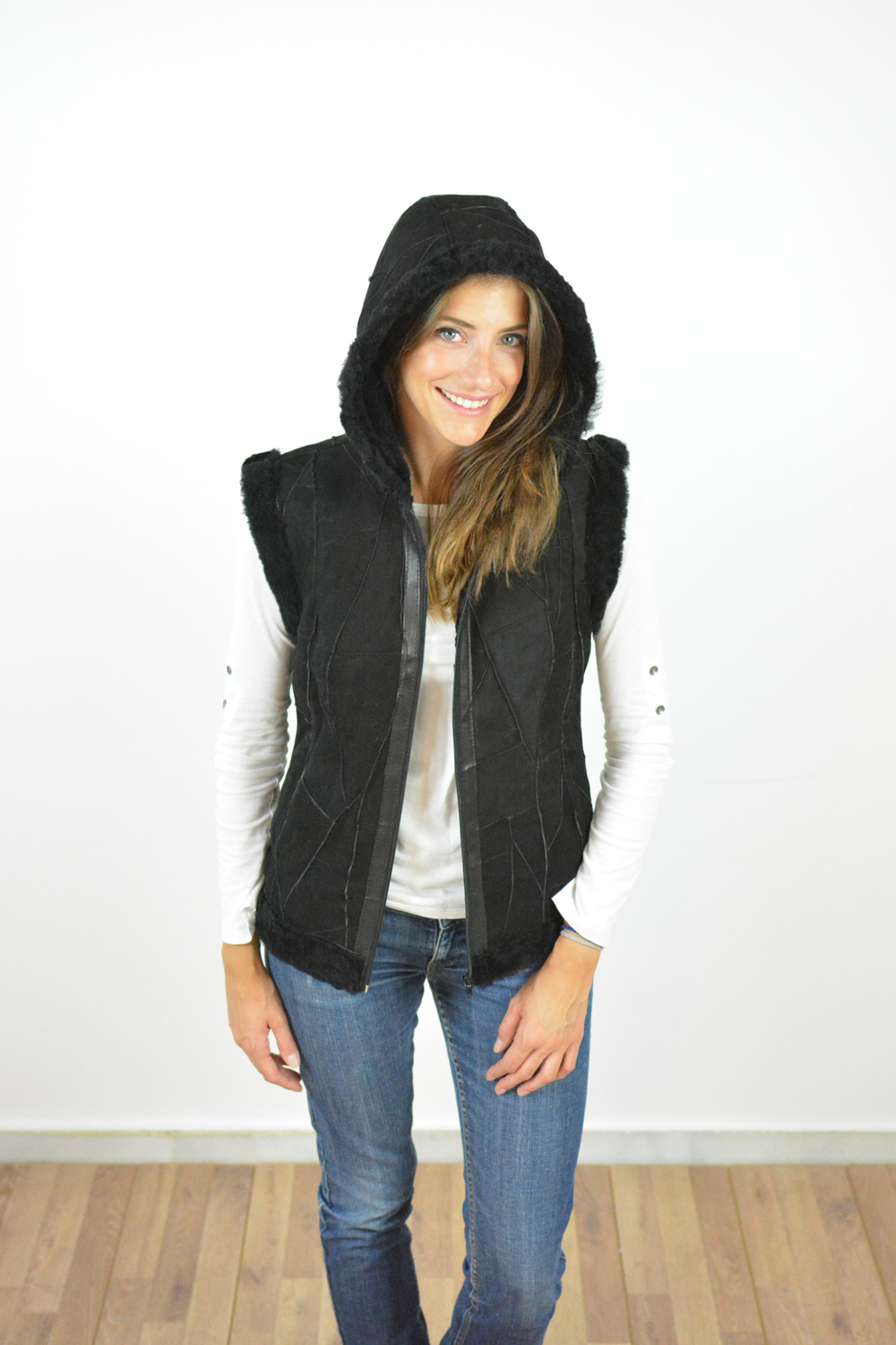 sleeveless hooded jacket women's